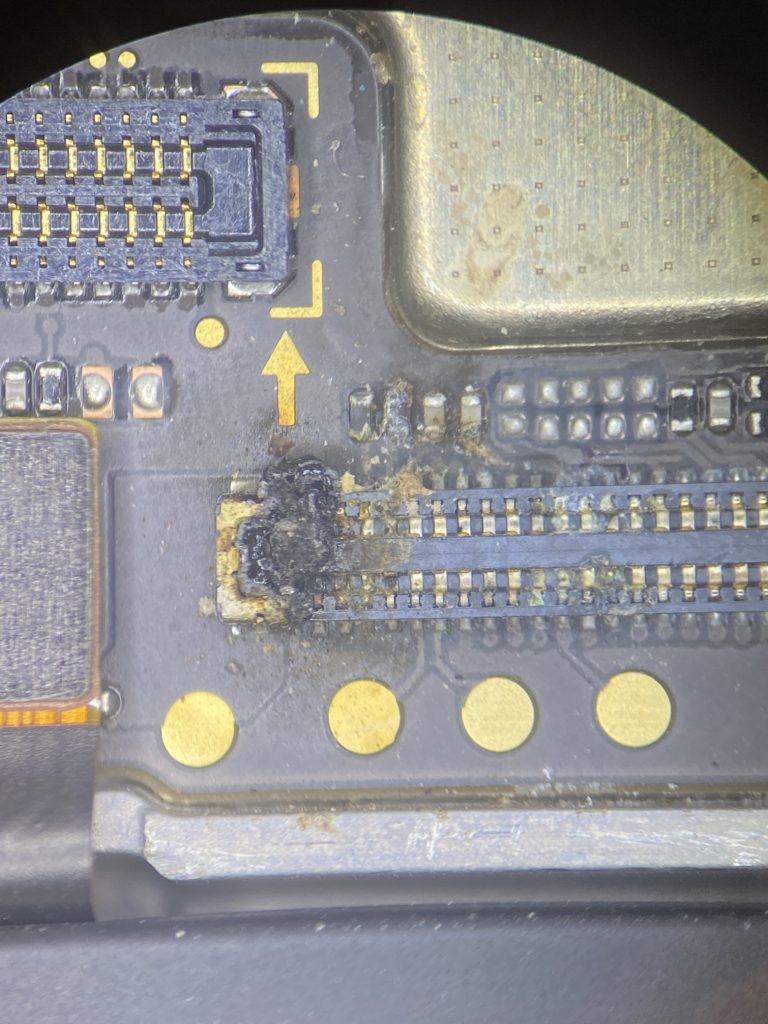 pcb connector burned due to short circuit