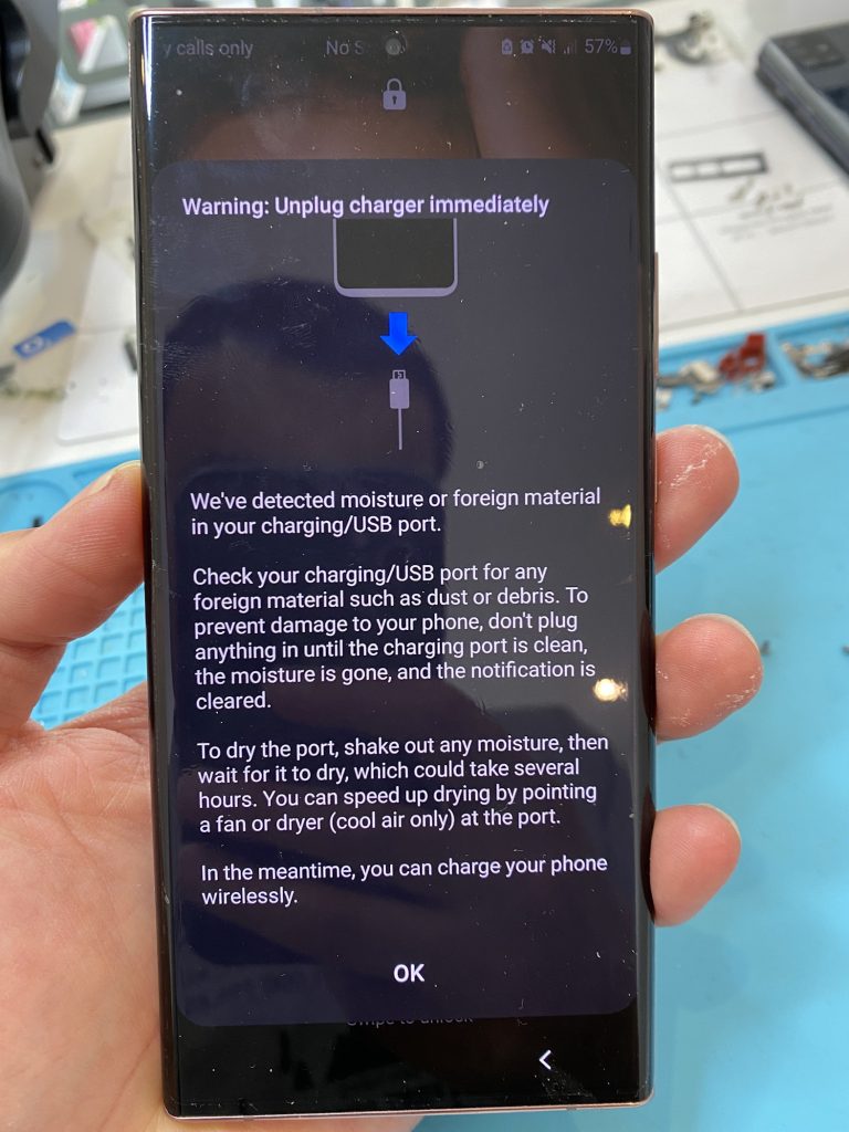 moisture in charging port